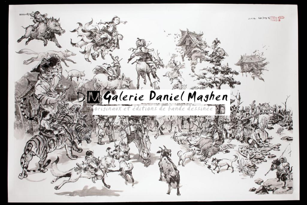 Illustration originale réalisée en 2014 - Kim Jung Gi - Encre de Chine sur papier - 6609