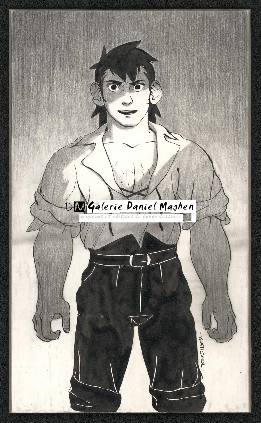 Illustration originale, premières recherches - Bertrand Gatignol - Encres noires et aquarelle sur papier - 6602