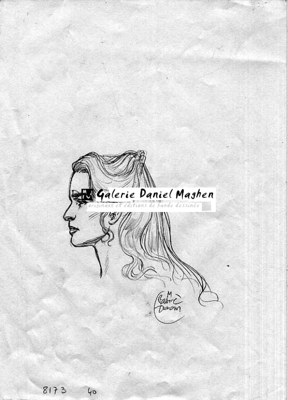 Tête de femme de profil - Michel Blanc-Dumont - Mine de plomb sur papier - 228