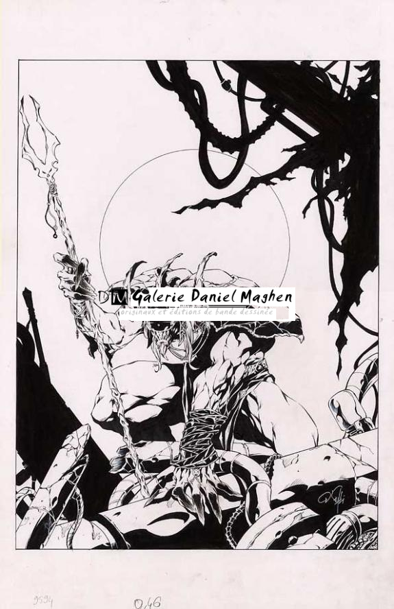 monstre avec lance - Djillali Defali - Encre de Chine - 189